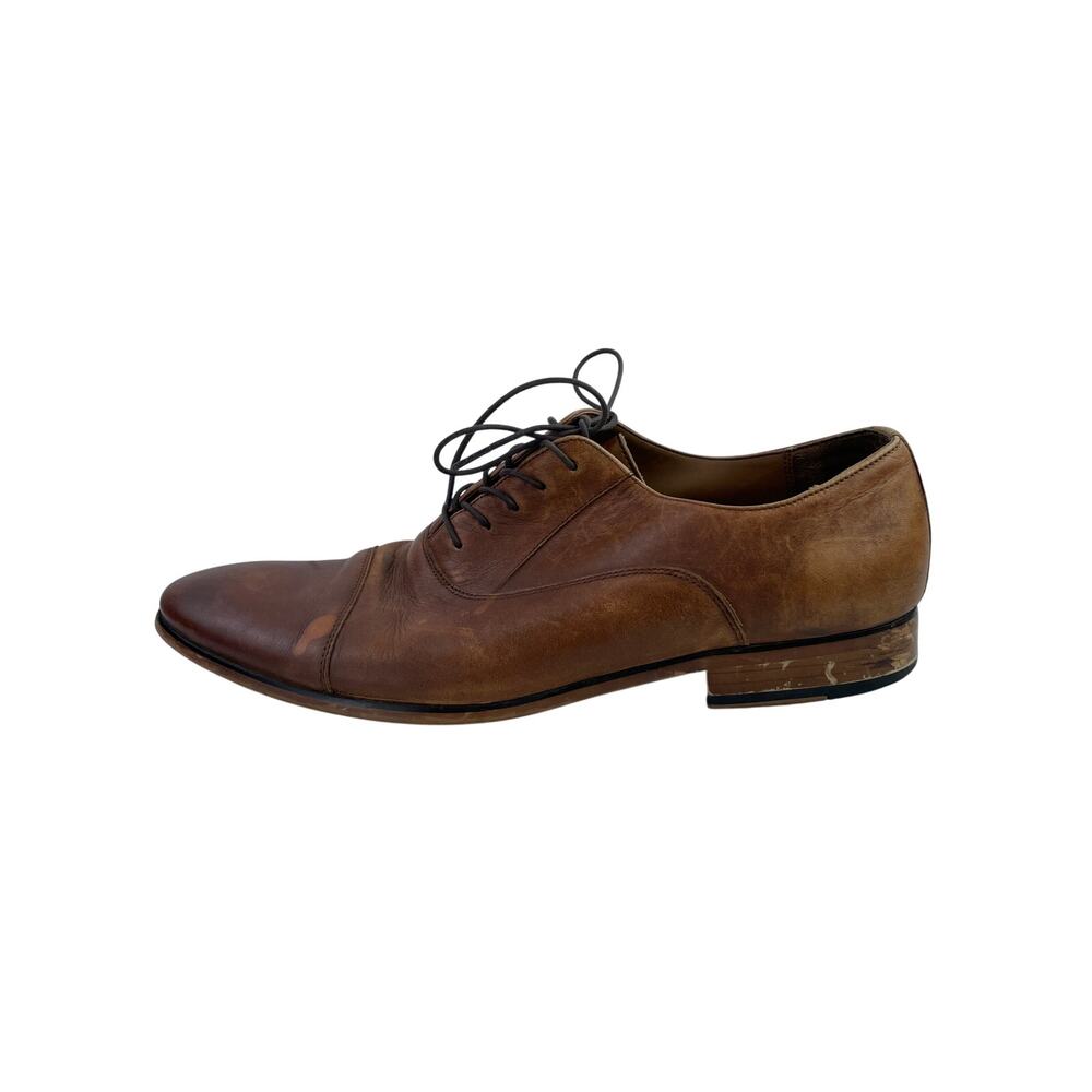 Aldo Mens Brown Leather Lace Up Cap Toe Distressed Oxford Derby Dress Shoes 10